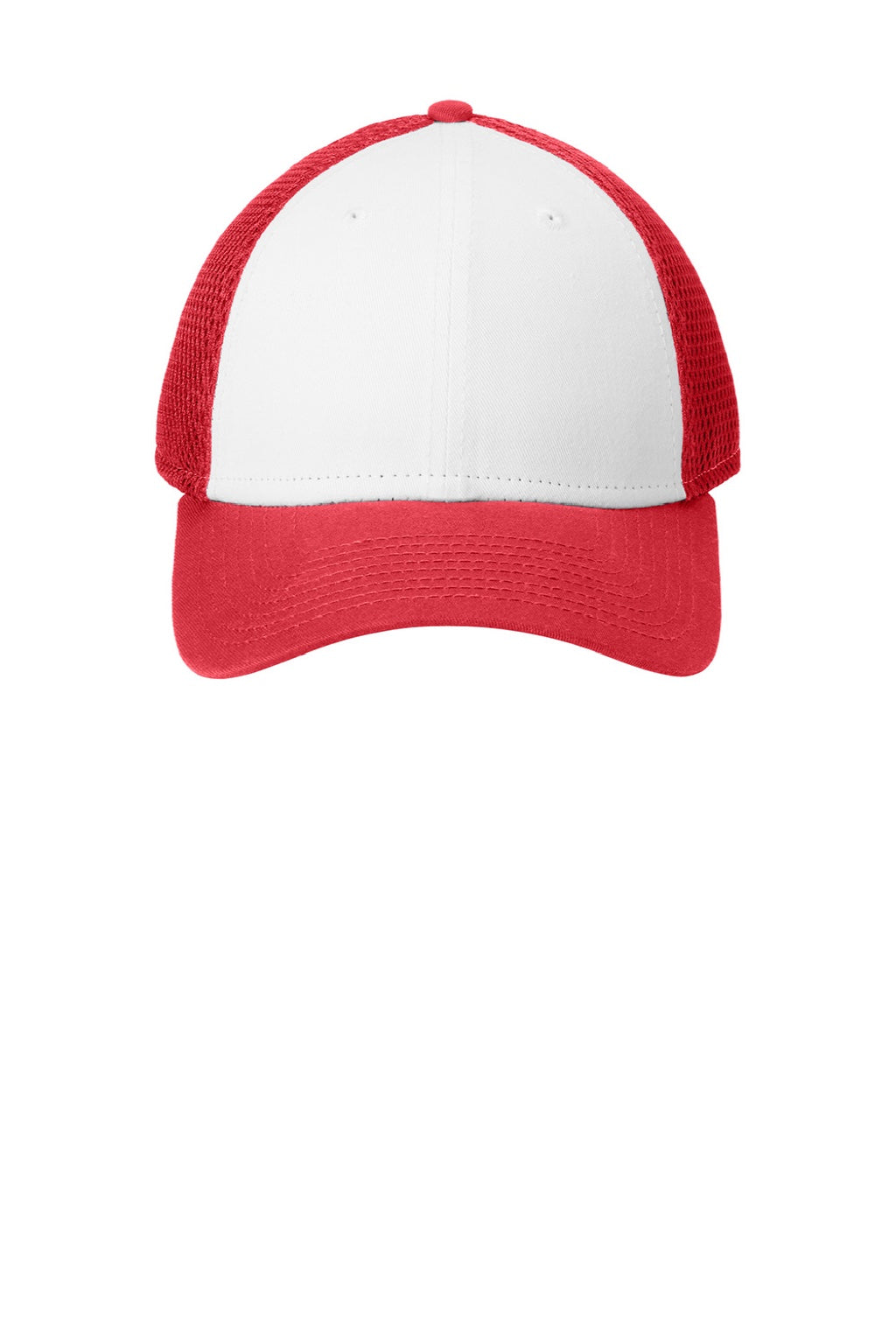 New Era Hats NE204 Mens Adjustable Hat White/Scarlet Red Flat Front