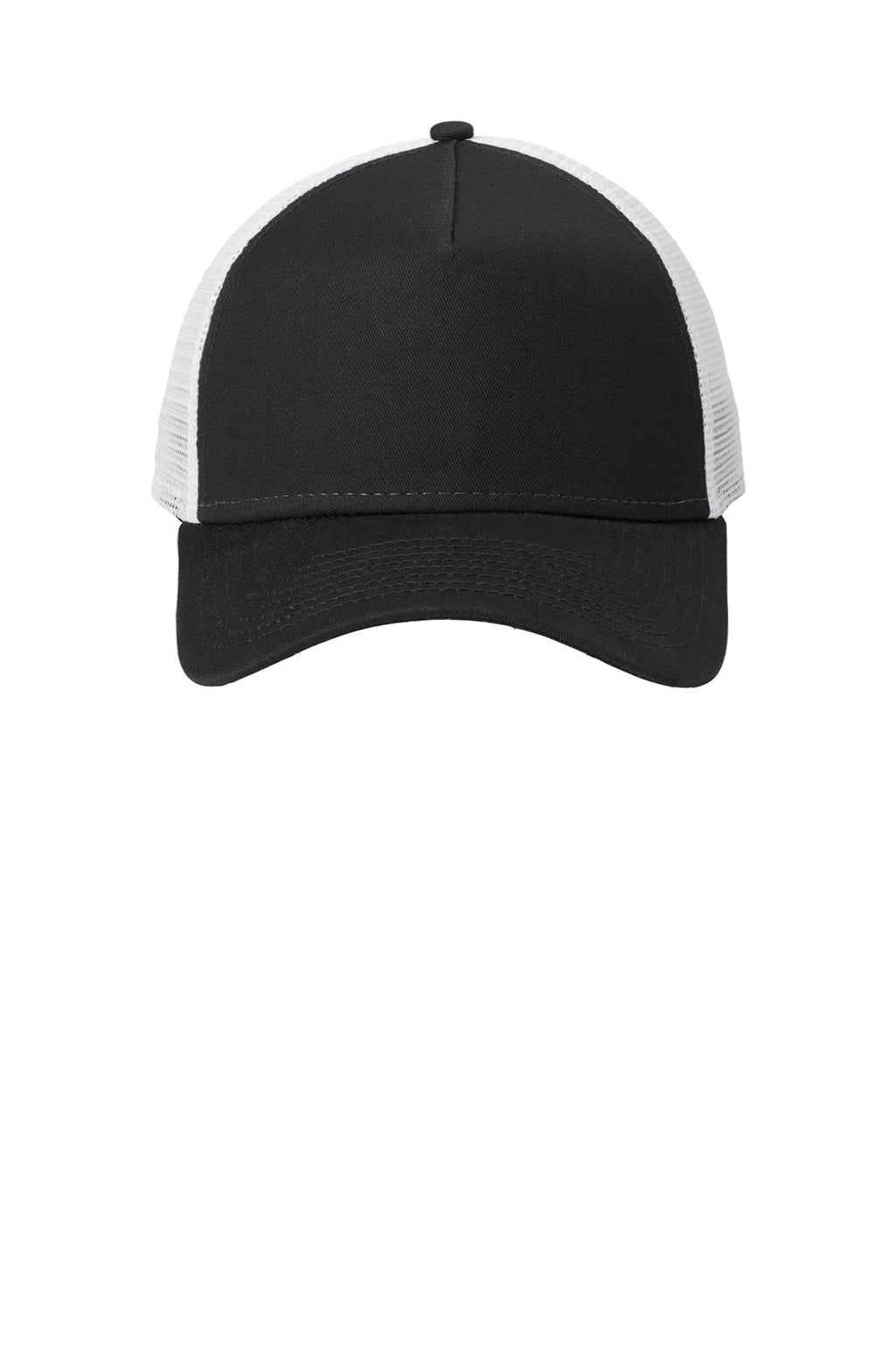 New Era Hats NE205 Mens Adjustable Trucker Hat Black/White Flat Front