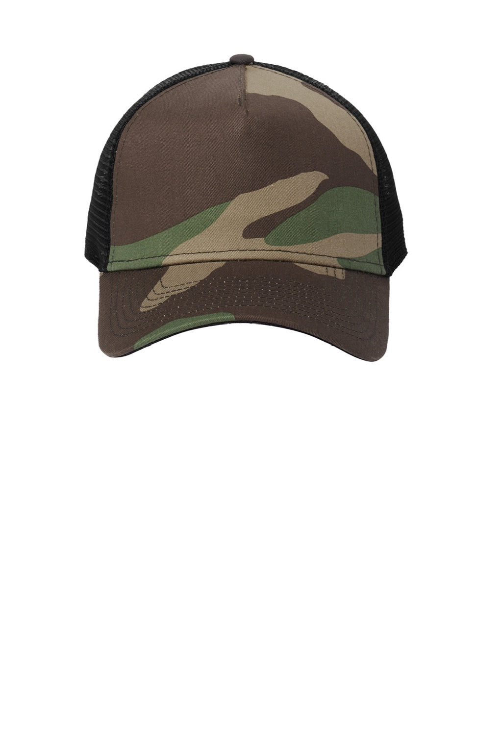 New Era Hats NE205 Mens Adjustable Trucker Hat Camo/Black Flat Front