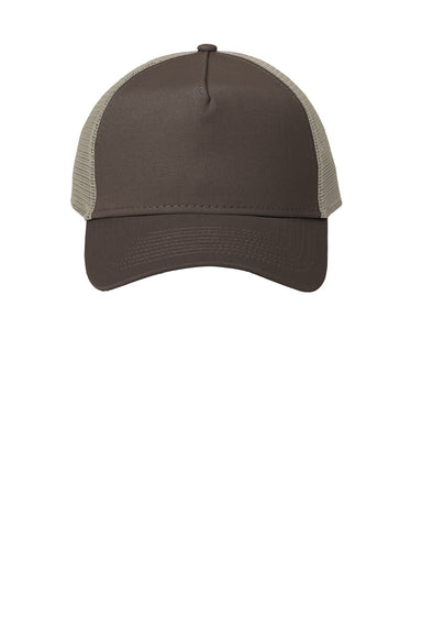 New Era Hats NE205 Mens Adjustable Trucker Hat Chocolate Brown/Khaki Flat Front