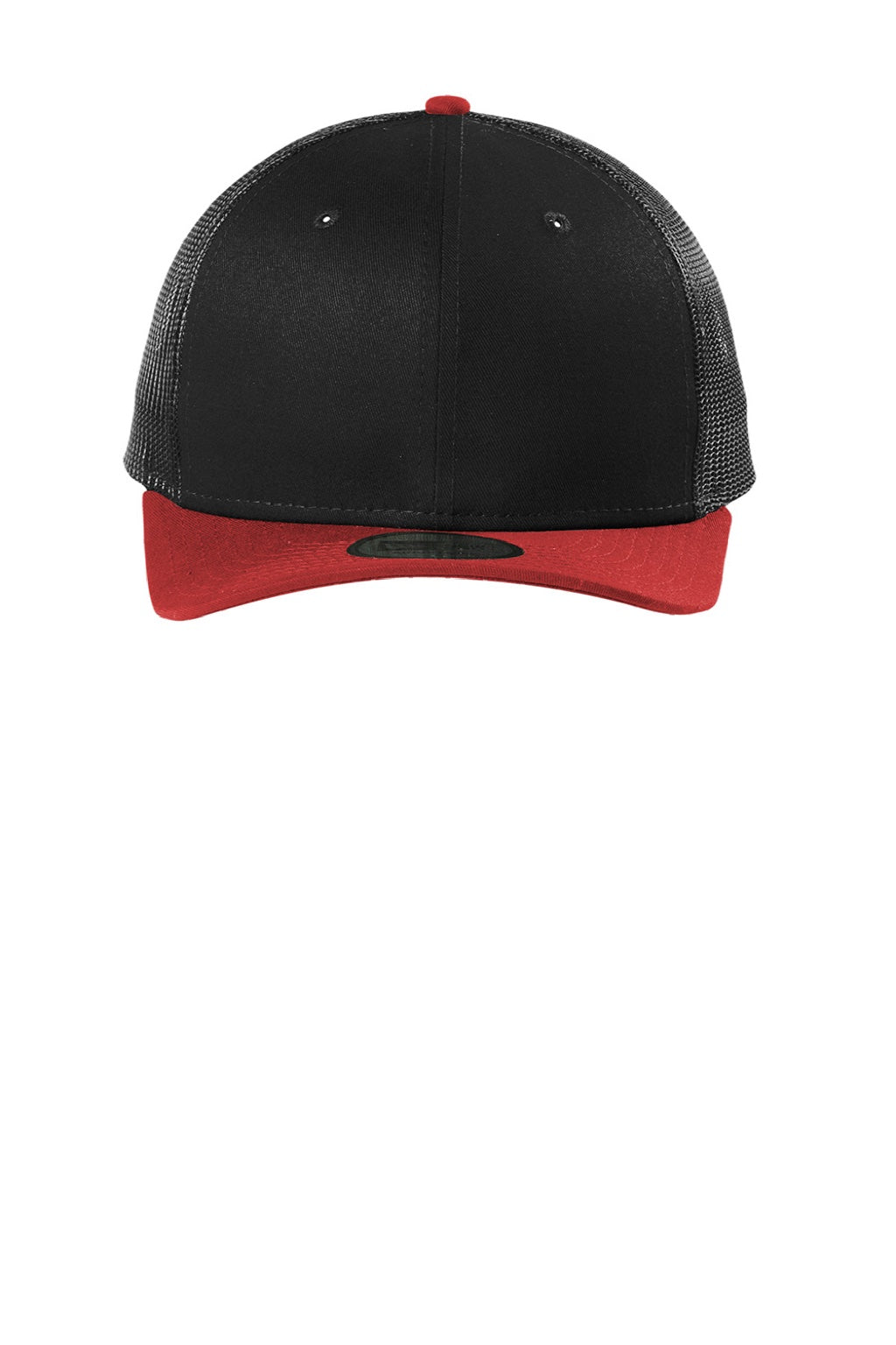 New Era Hats NE207 Mens Low Profile Snapback Trucker Hat Black/Scarlet Red Flat Front