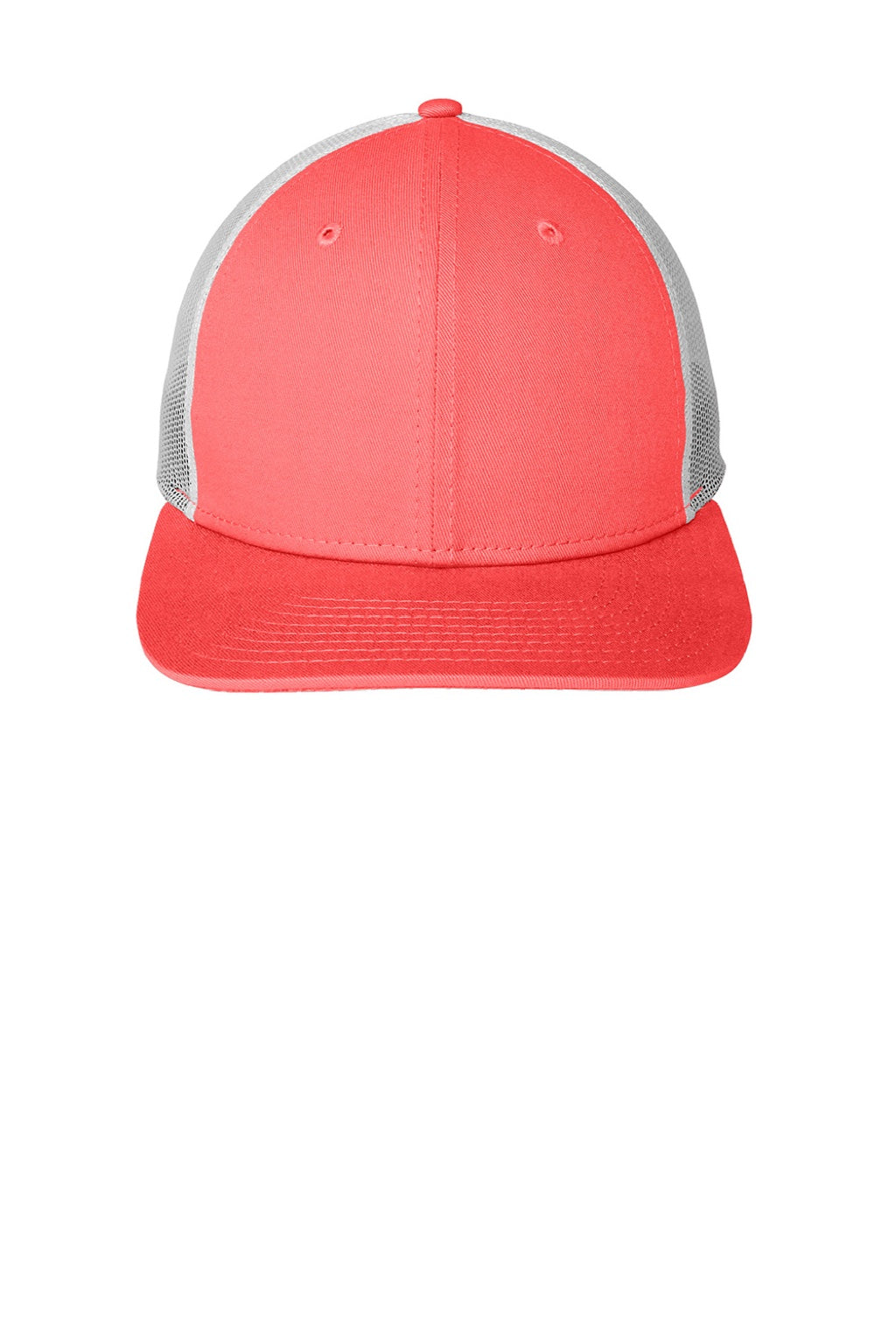 New Era Hats NE207 Mens Low Profile Snapback Trucker Hat Coral Pink/White Flat Front