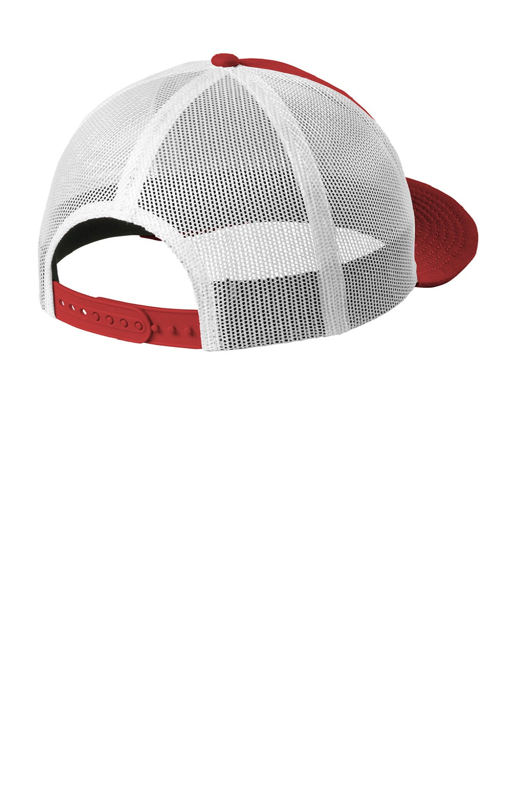 New Era Hats NE207 Mens Low Profile Snapback Trucker Hat Scarlet Red/White Flat Back