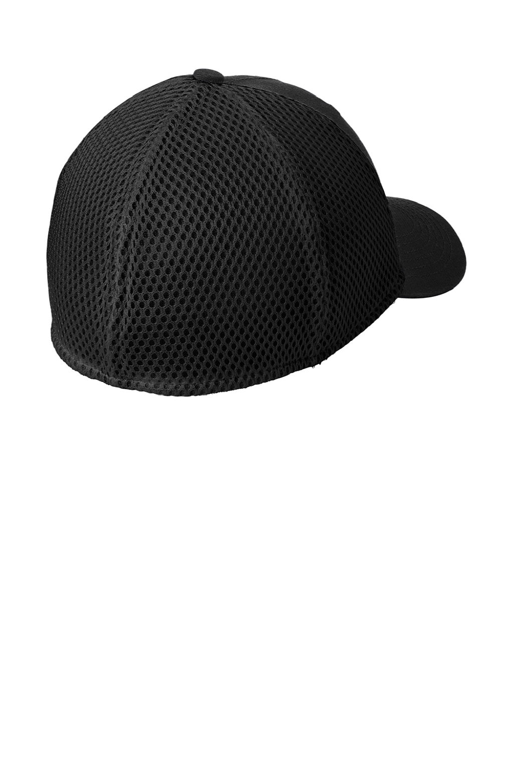 New Era Hats NE302 Mens Stretch Mesh Hat Black Flat Back