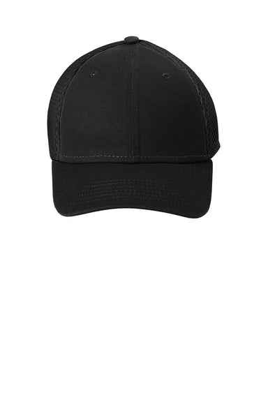 New Era Hats NE302 Mens Stretch Mesh Hat Black Flat Front