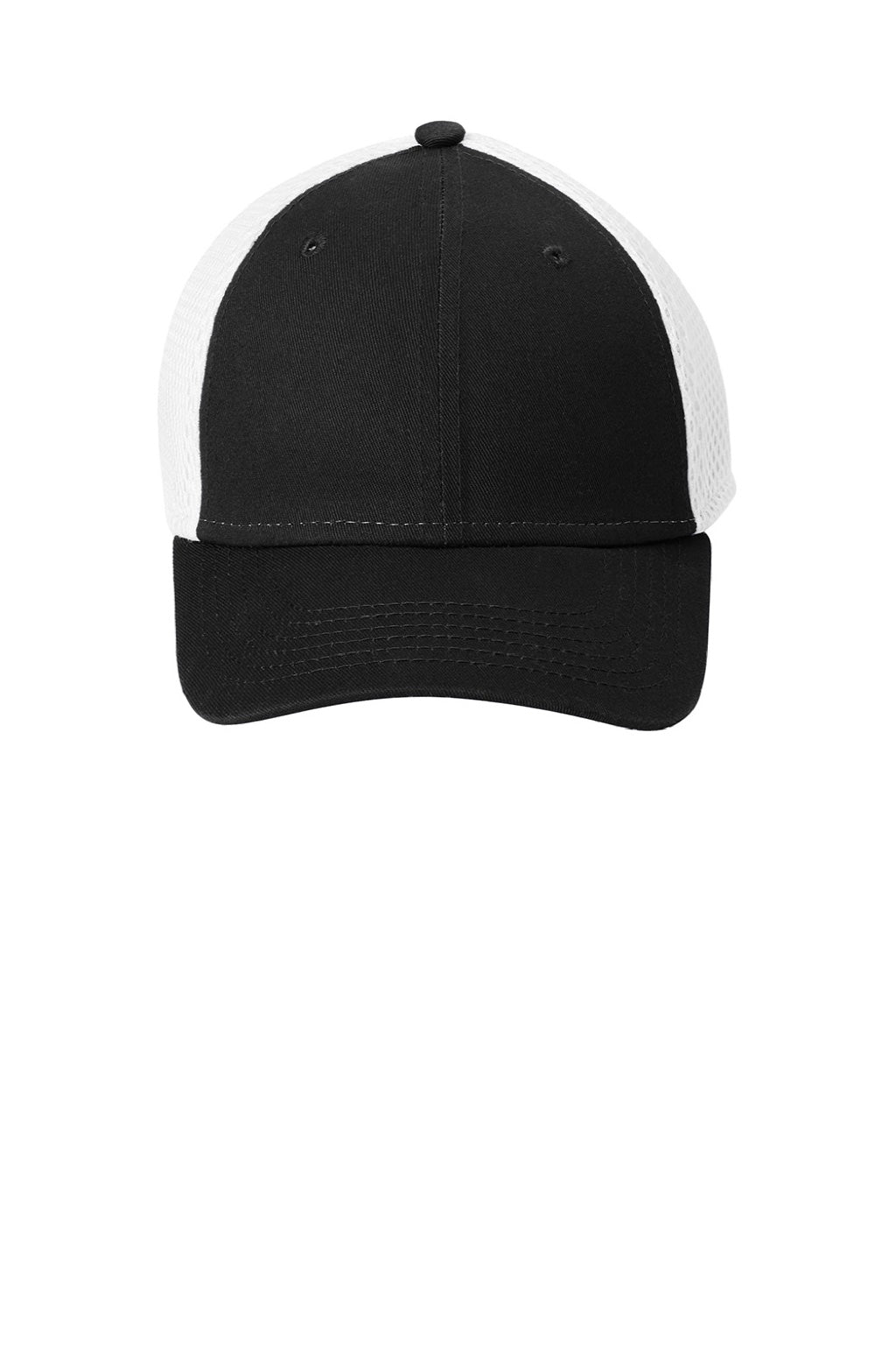 New Era Hats NE302 Mens Stretch Mesh Hat Black/White Flat Front