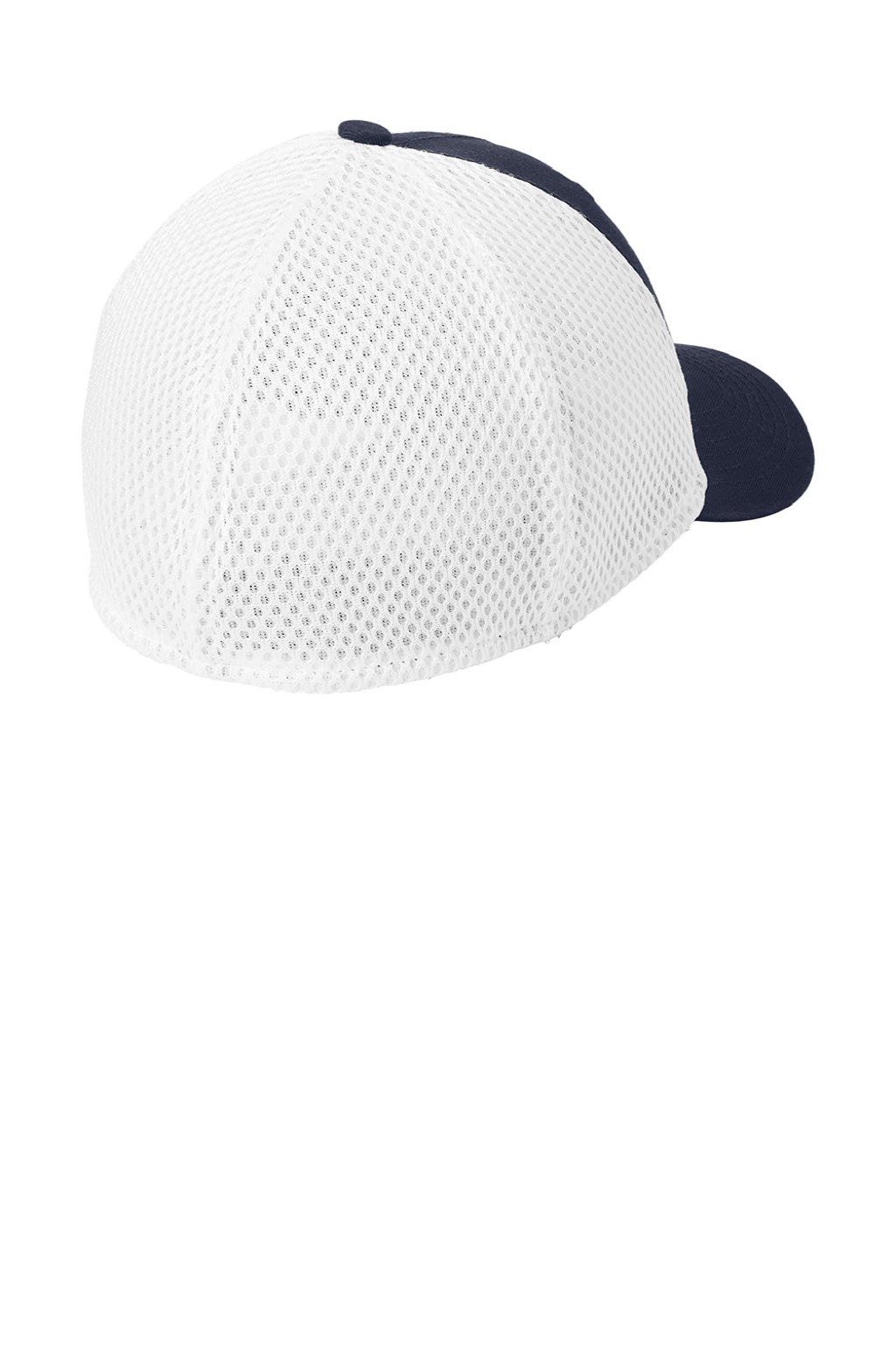 New Era Hats NE302 Mens Stretch Mesh Hat Deep Navy Blue/White Flat Back
