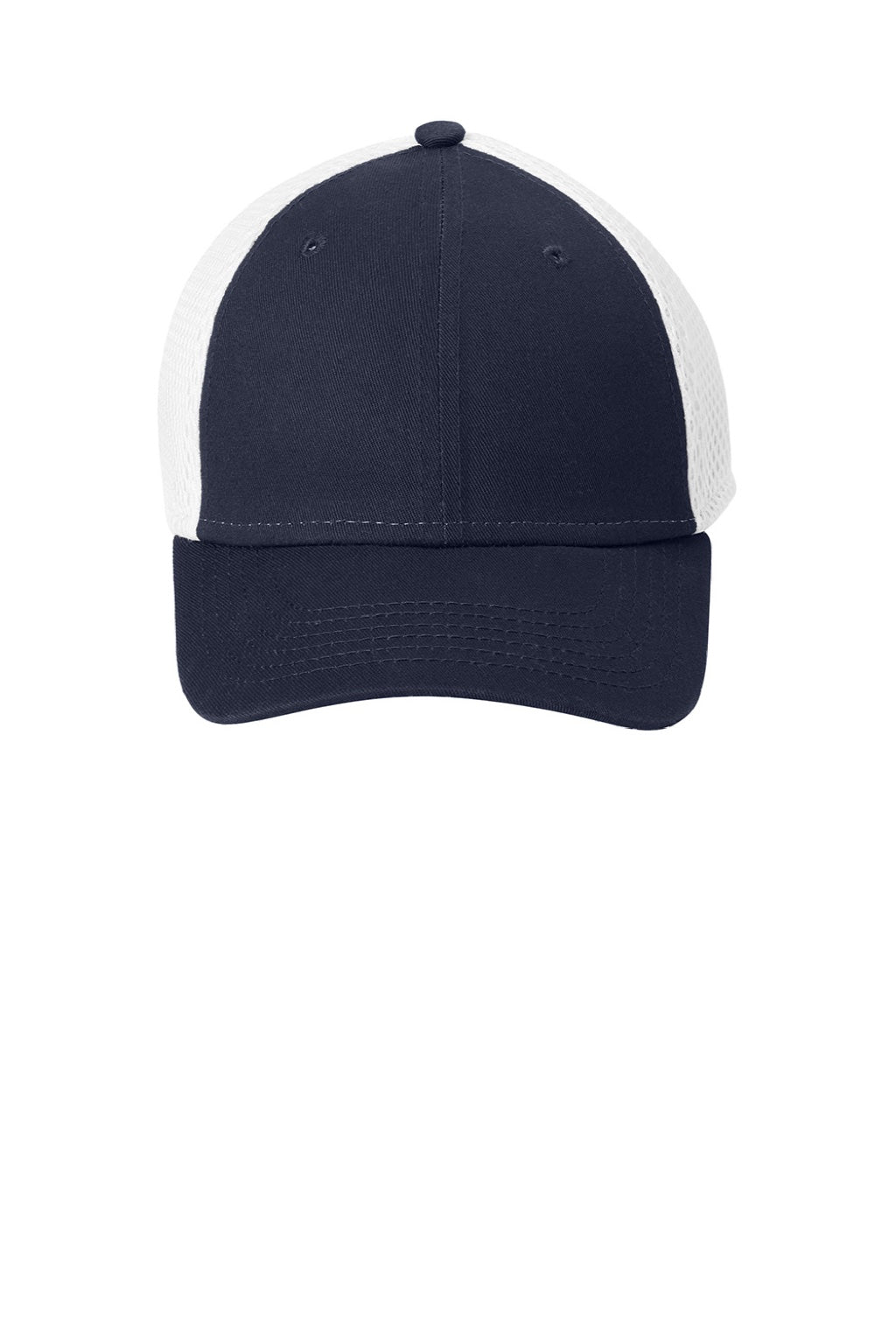 New Era Hats NE302 Mens Stretch Mesh Hat Deep Navy Blue/White Flat Front
