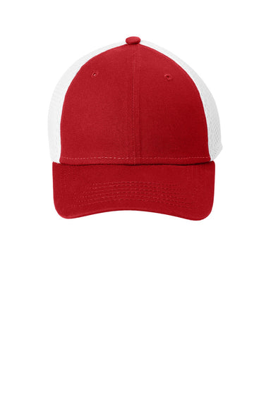New Era Hats NE302 Mens Stretch Mesh Hat Scarlet Red/White Flat Front