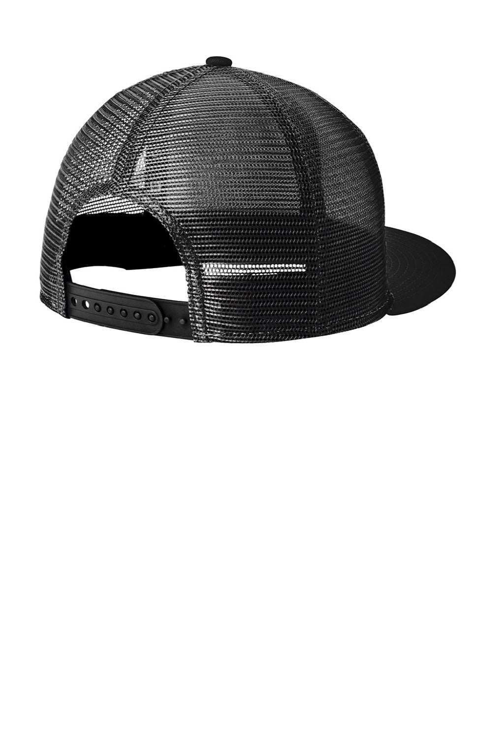 New Era Hats NE4030 Mens Snapback Trucker Hat Black Flat Back
