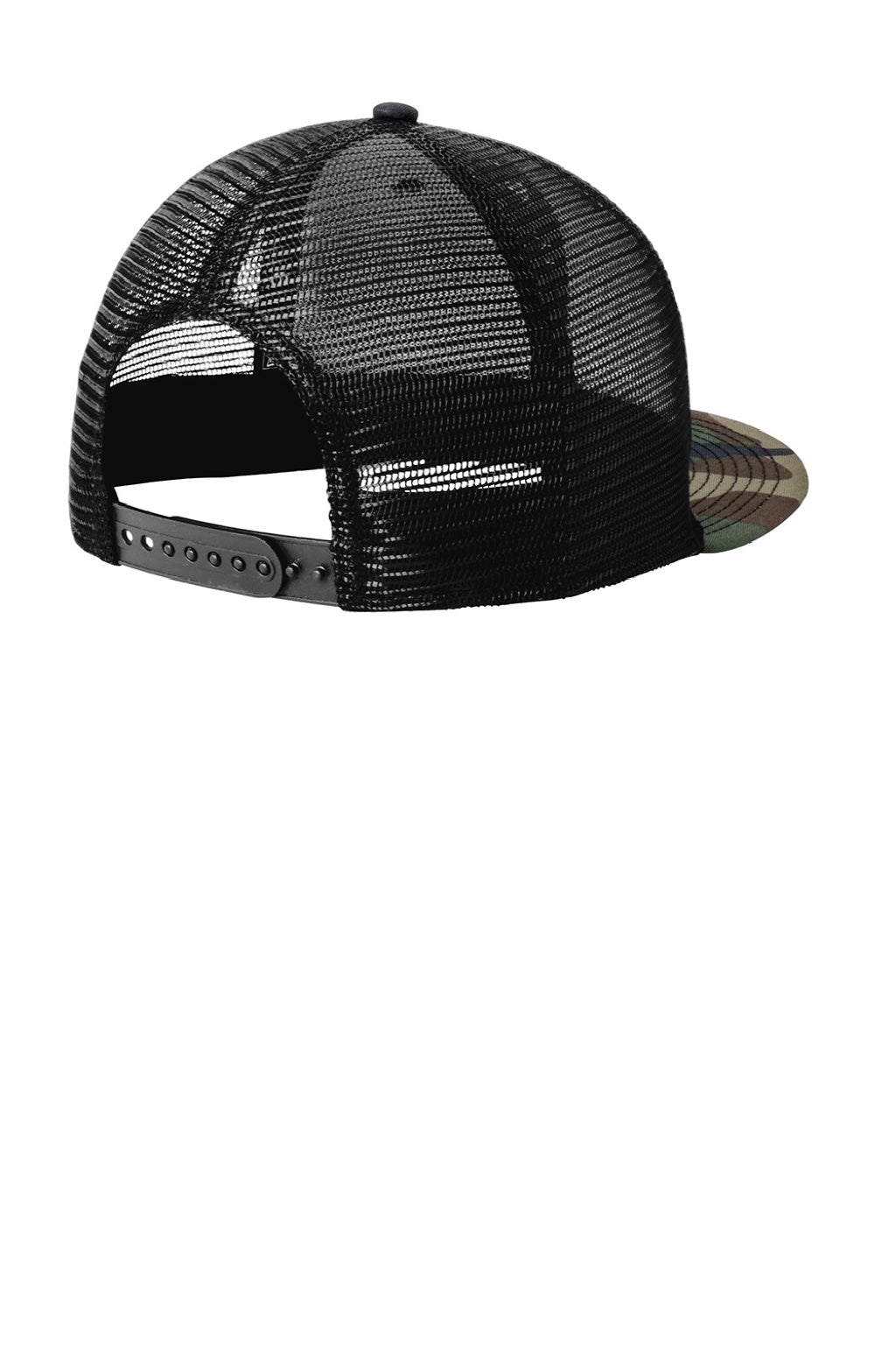 New Era Hats NE4030 Mens Snapback Trucker Hat Camo/Black Flat Back