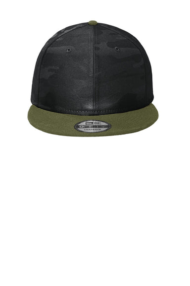New Era Hats NE407 Mens Camo Flat Bill Snapback Hat Army Green/Black Camo Flat Front