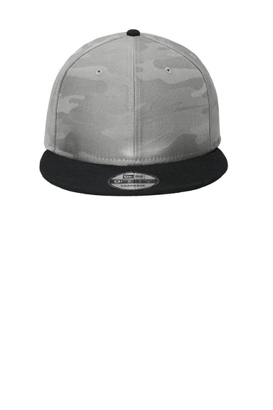 New Era Hats NE407 Mens Camo Flat Bill Snapback Hat Black/Rainstorm Grey Camo Flat Front