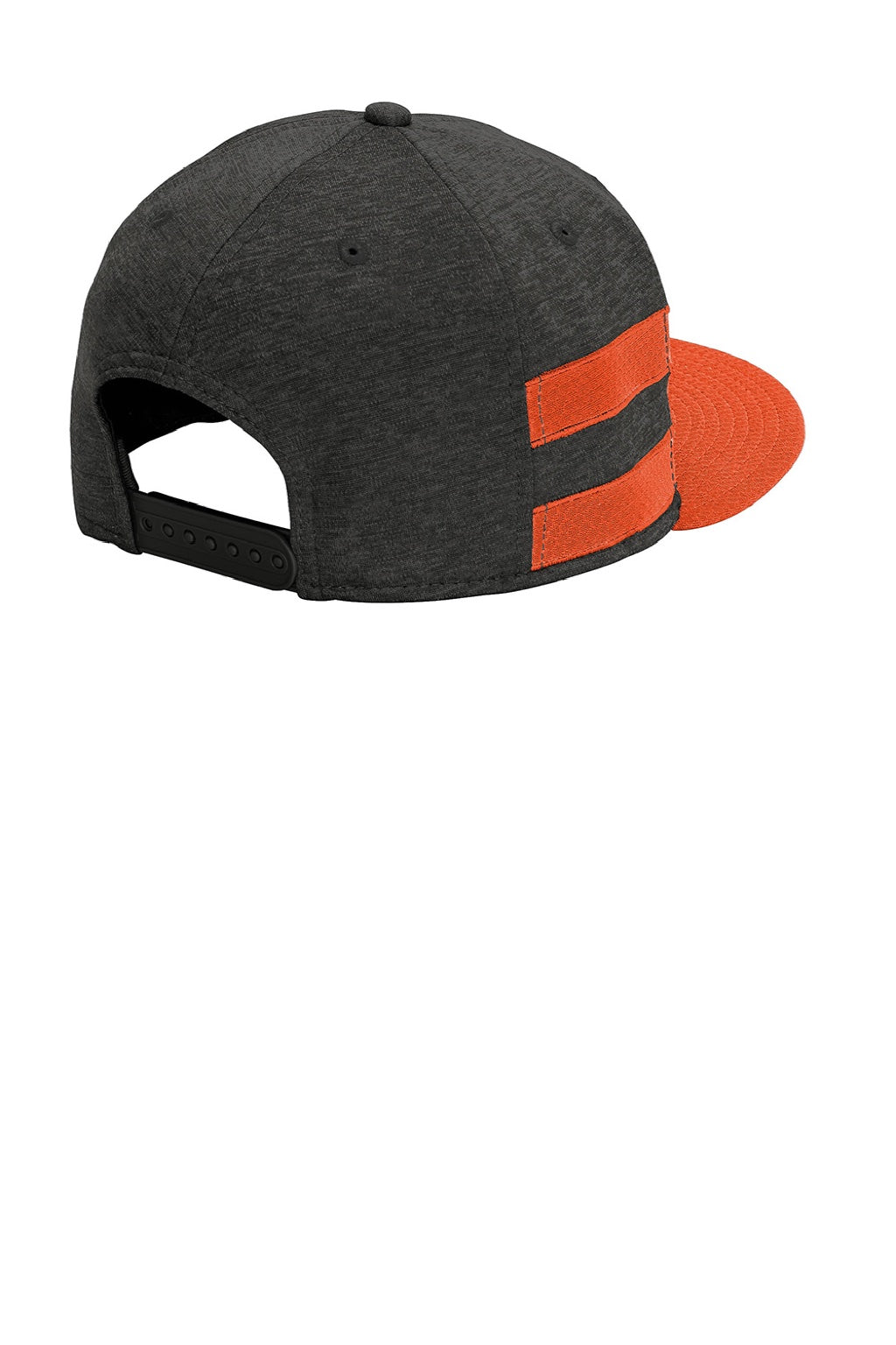 New Era Hats NE408 Mens Shadow Heather Striped Flat Bill Snapback Hat Heather Shadow Black/Deep Orange Flat Back