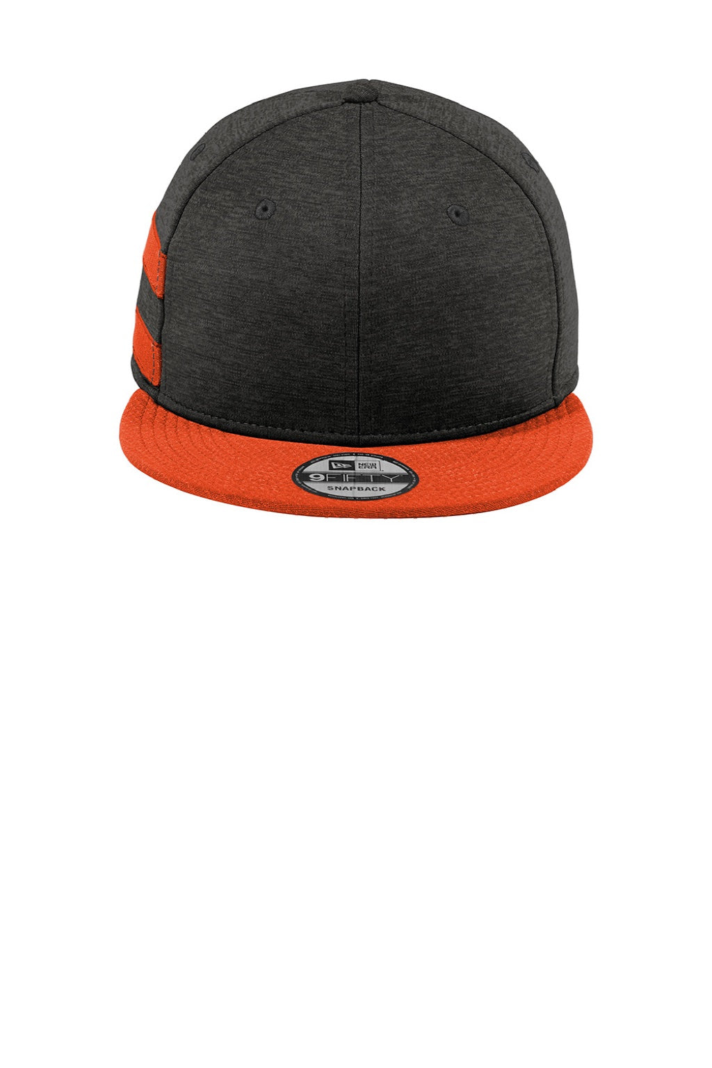 New Era Hats NE408 Mens Shadow Heather Striped Flat Bill Snapback Hat Heather Shadow Black/Deep Orange Flat Front