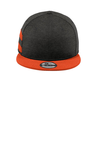 New Era Hats NE408 Mens Shadow Heather Striped Flat Bill Snapback Hat Heather Shadow Black/Deep Orange Flat Front