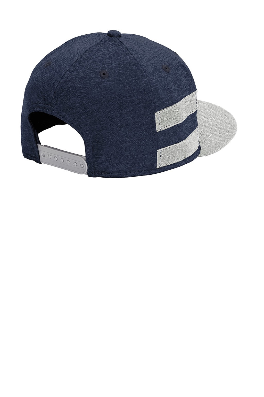 New Era Hats NE408 Mens Shadow Heather Striped Flat Bill Snapback Hat Heather Shadow Navy Blue/Grey Flat Back