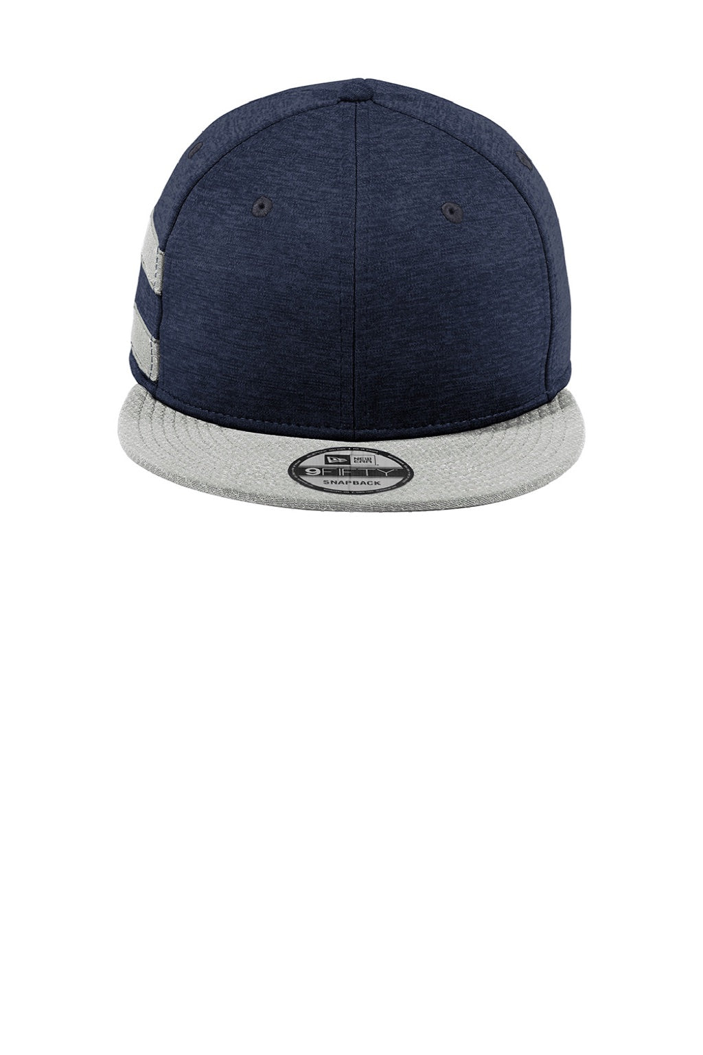New Era Hats NE408 Mens Shadow Heather Striped Flat Bill Snapback Hat Heather Shadow Navy Blue/Grey Flat Front