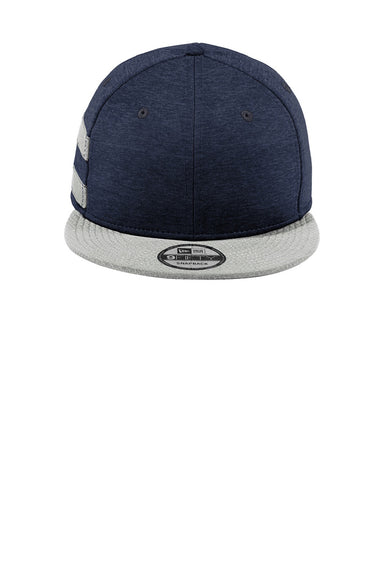 New Era Hats NE408 Mens Shadow Heather Striped Flat Bill Snapback Hat Heather Shadow Navy Blue/Grey Flat Front