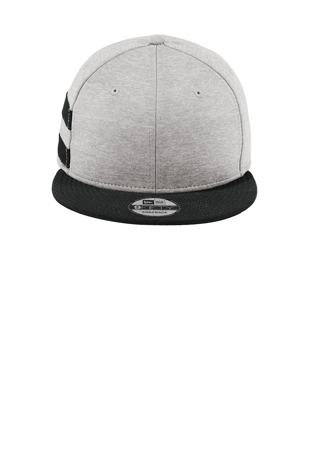 New Era Hats NE408 Mens Shadow Heather Striped Flat Bill Snapback Hat Heather Shadow Grey/Black Flat Front