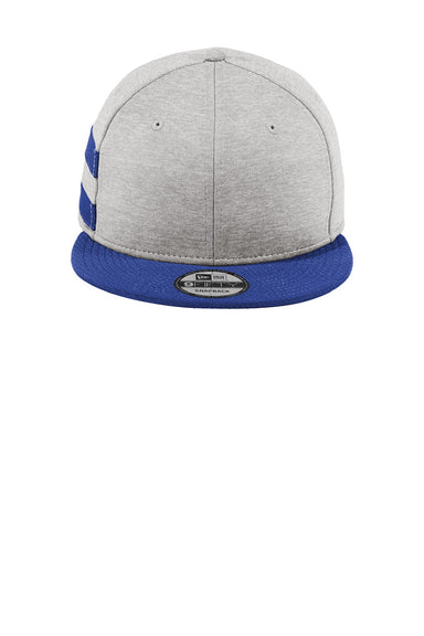 New Era Hats NE408 Mens Shadow Heather Striped Flat Bill Snapback Hat Heather Shadow Grey/Royal Blue Flat Front