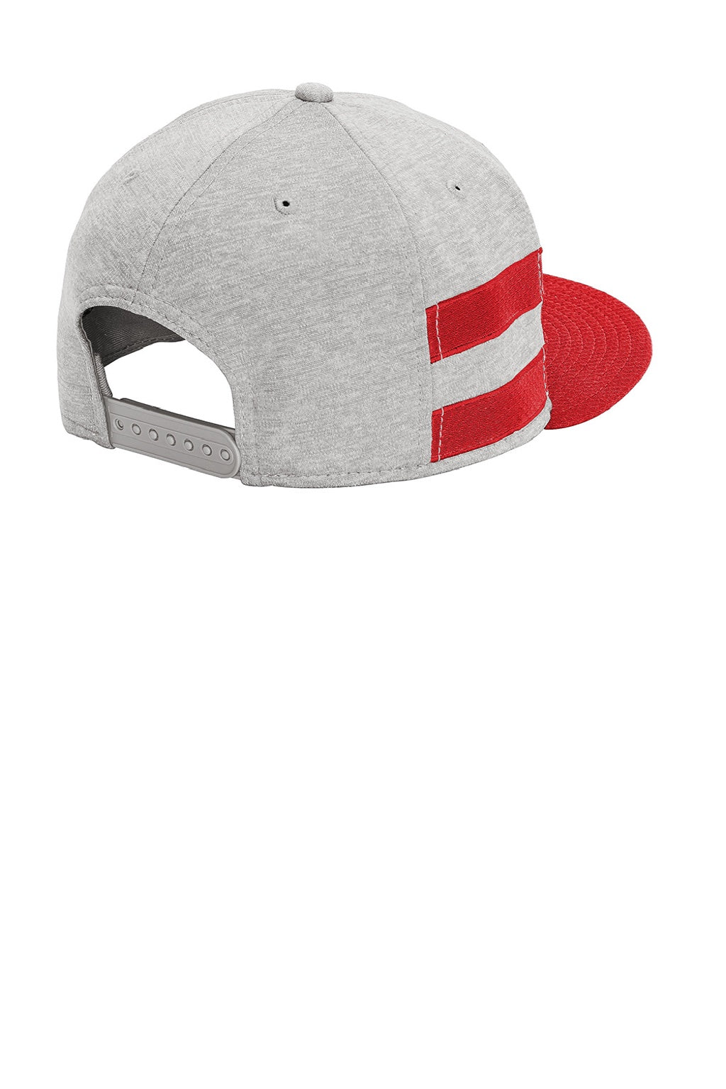 New Era Hats NE408 Mens Shadow Heather Striped Flat Bill Snapback Hat Heather Shadow Grey/Scarlet Red Flat Back