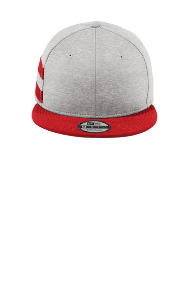 New Era Hats NE408 Mens Shadow Heather Striped Flat Bill Snapback Hat Heather Shadow Grey/Scarlet Red Flat Front