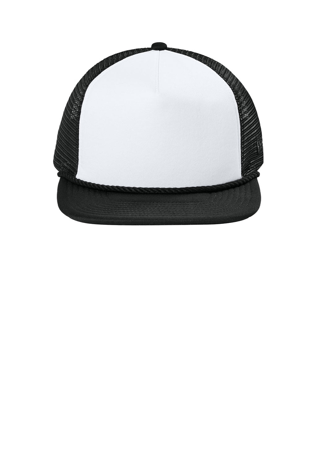 New Era Hats NE410 Mens Foam Rope Trucker Hat White/Black Flat Front