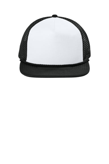 New Era Hats NE410 Mens Foam Rope Trucker Hat White/Black Flat Front