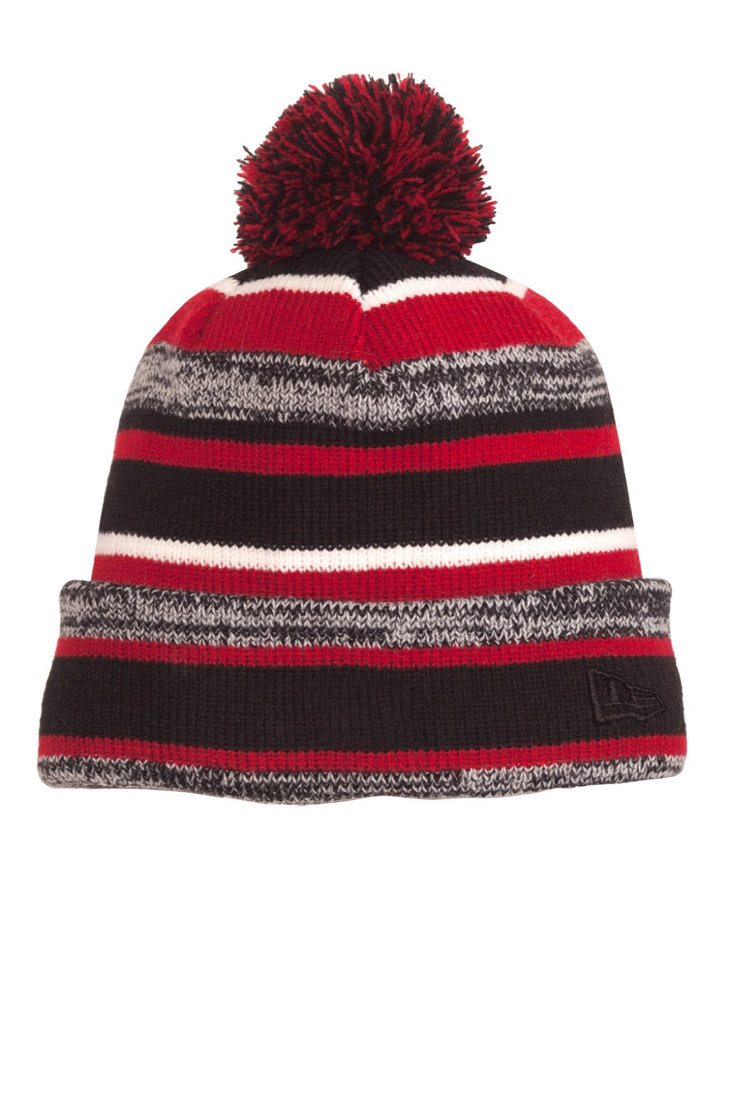 New Era Hats NE902 Unisex Sideline Beanie Black/Scarlet Red Flat Front