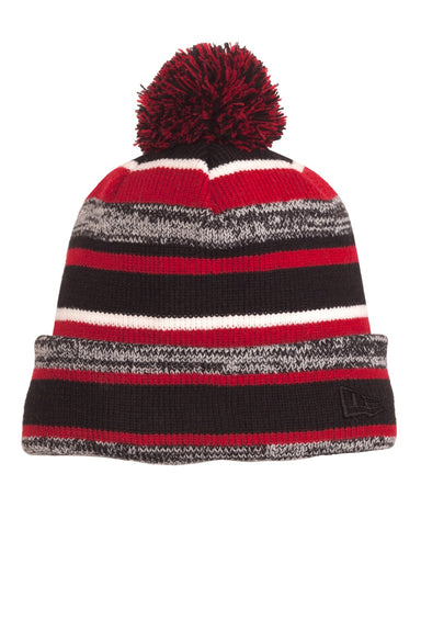 New Era Hats NE902 Unisex Sideline Beanie Black/Scarlet Red Flat Front