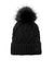 New Era Hats NE911 Unisex Faux Fur Pom Beanie Black Flat Front