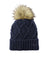 New Era Hats NE911 Unisex Faux Fur Pom Beanie Deep Navy Blue Flat Front
