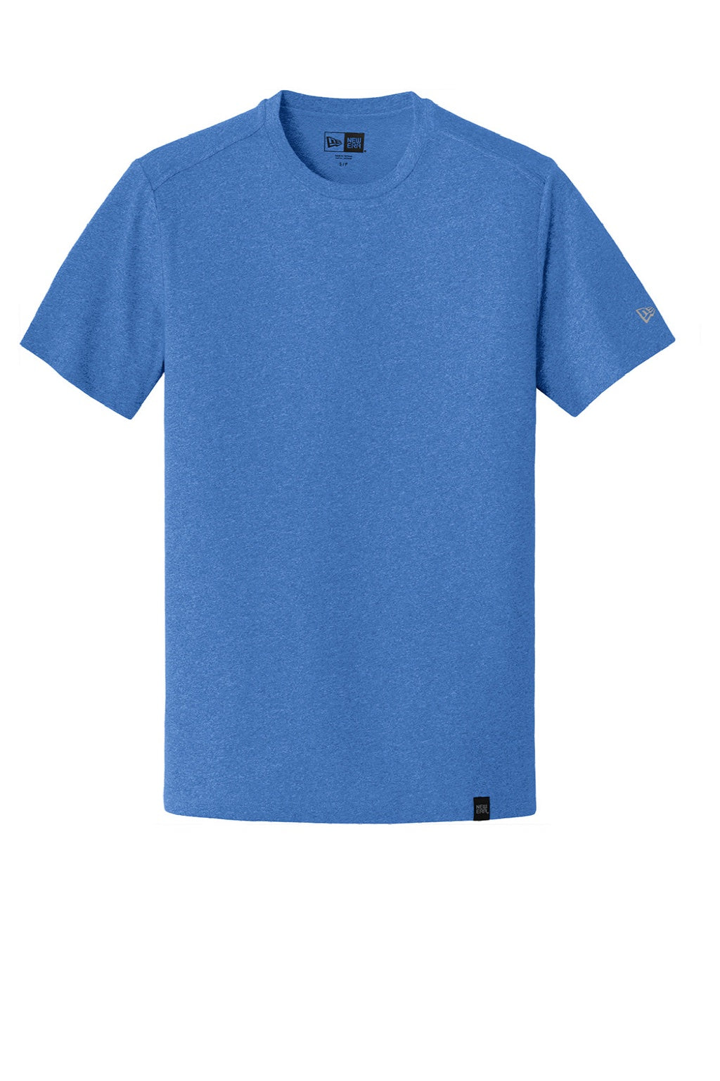 New Era NEA100 Mens Heritage Short Sleeve Crewneck T-Shirt Heather Royal Blue Flat Front