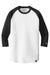 New Era NEA104 Mens Heritage 3/4 Sleeve Crewneck T-Shirt White/Black Flat Front