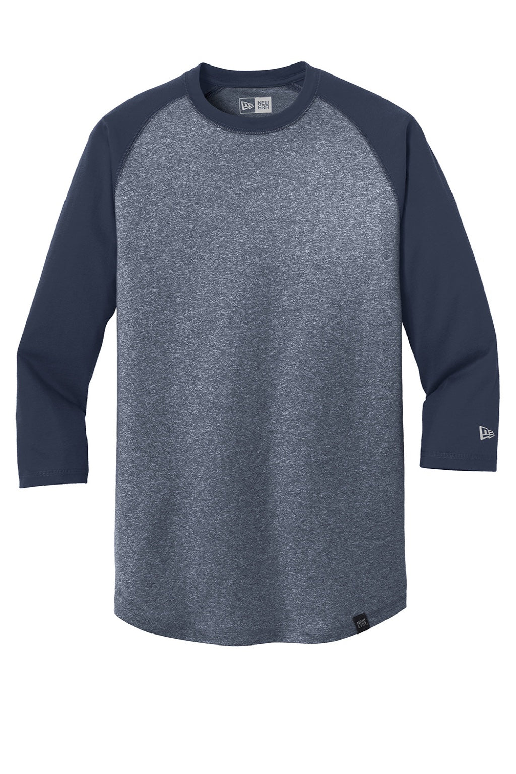 New Era NEA104 Mens Heritage 3/4 Sleeve Crewneck T-Shirt Navy Blue/Navy Blue Twist Flat Front