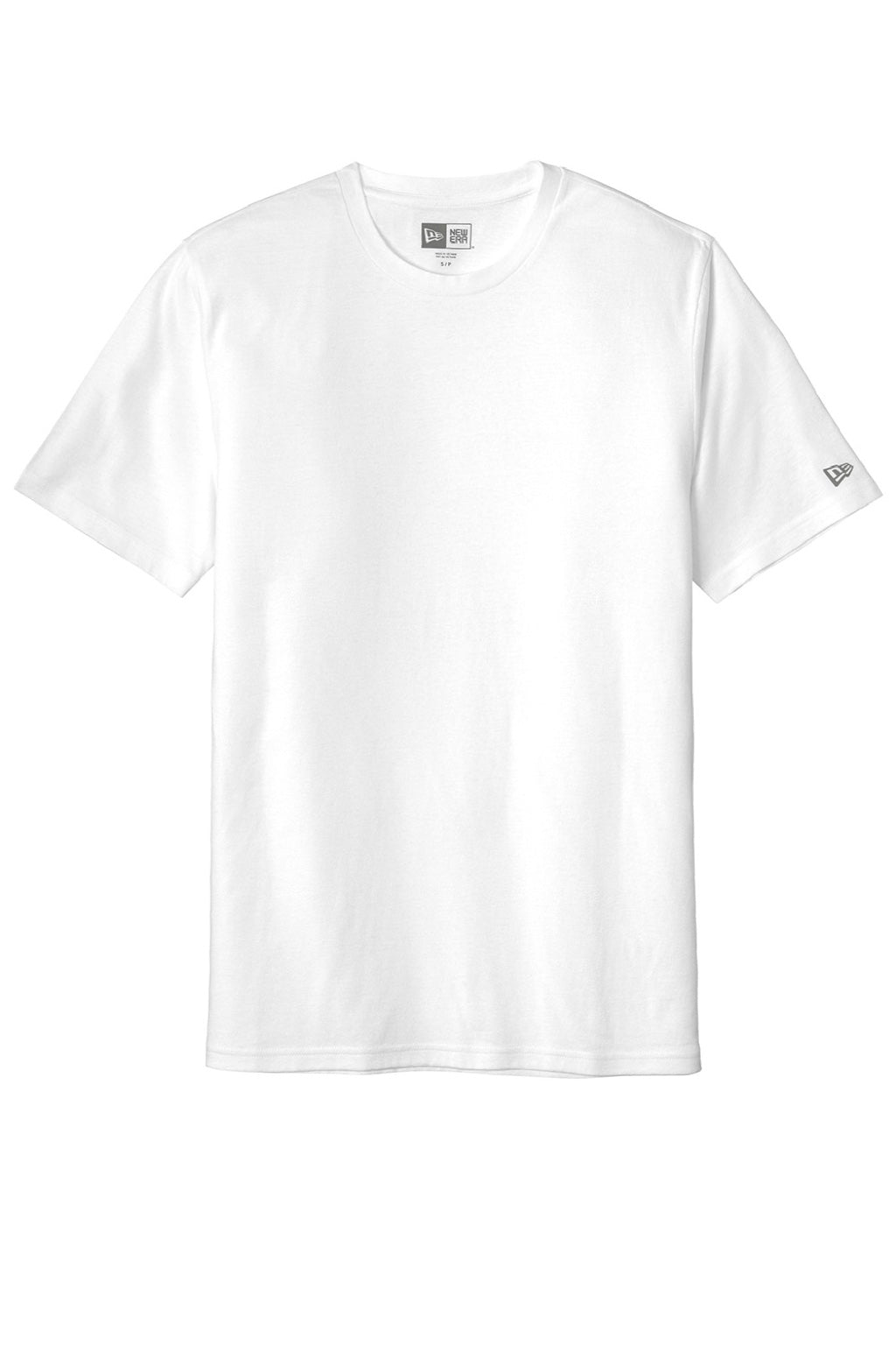 New Era NEA135 Mens Moisture Wicking Short Sleeve Crewneck T-Shirt White Flat Front