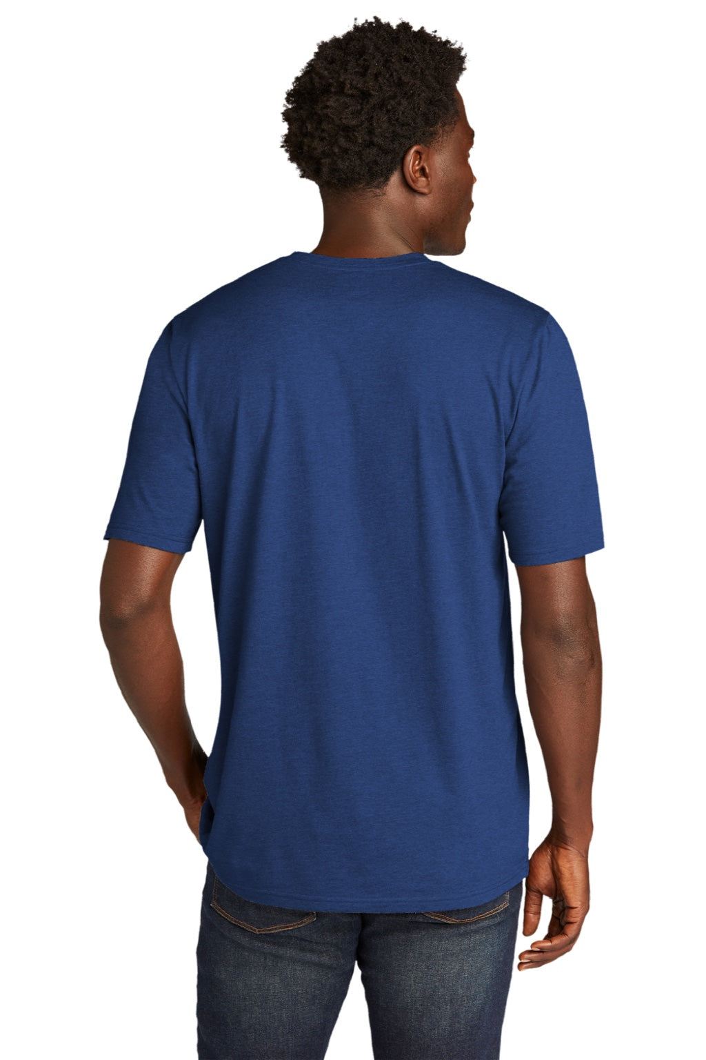New Era NEA135 Mens Moisture Wicking Short Sleeve Crewneck T-Shirt Royal Blue Model Back