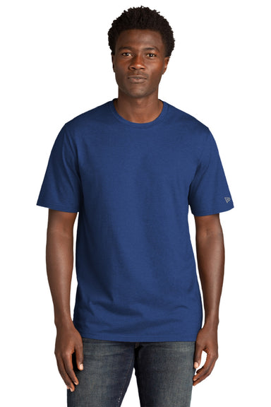 New Era NEA135 Mens Moisture Wicking Short Sleeve Crewneck T-Shirt Royal Blue Model Front