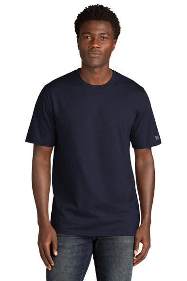 New Era NEA135 Mens Moisture Wicking Short Sleeve Crewneck T-Shirt True Navy Blue Model Front