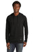 New Era NEA137 Mens Moisture Wicking Long Sleeve Hooded T-Shirt w/ Pocket Black Model Front