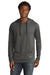 New Era NEA137 Mens Moisture Wicking Long Sleeve Hooded T-Shirt w/ Pocket Graphite Grey Model Front