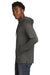 New Era NEA137 Mens Moisture Wicking Long Sleeve Hooded T-Shirt w/ Pocket Graphite Grey Model Side