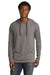 New Era NEA137 Mens Moisture Wicking Long Sleeve Hooded T-Shirt w/ Pocket Shadow Grey Model Front