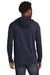 New Era NEA137 Mens Moisture Wicking Long Sleeve Hooded T-Shirt w/ Pocket True Navy Blue Model Back