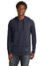 New Era NEA137 Mens Moisture Wicking Long Sleeve Hooded T-Shirt w/ Pocket True Navy Blue Model Front