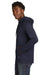 New Era NEA137 Mens Moisture Wicking Long Sleeve Hooded T-Shirt w/ Pocket True Navy Blue Model Side