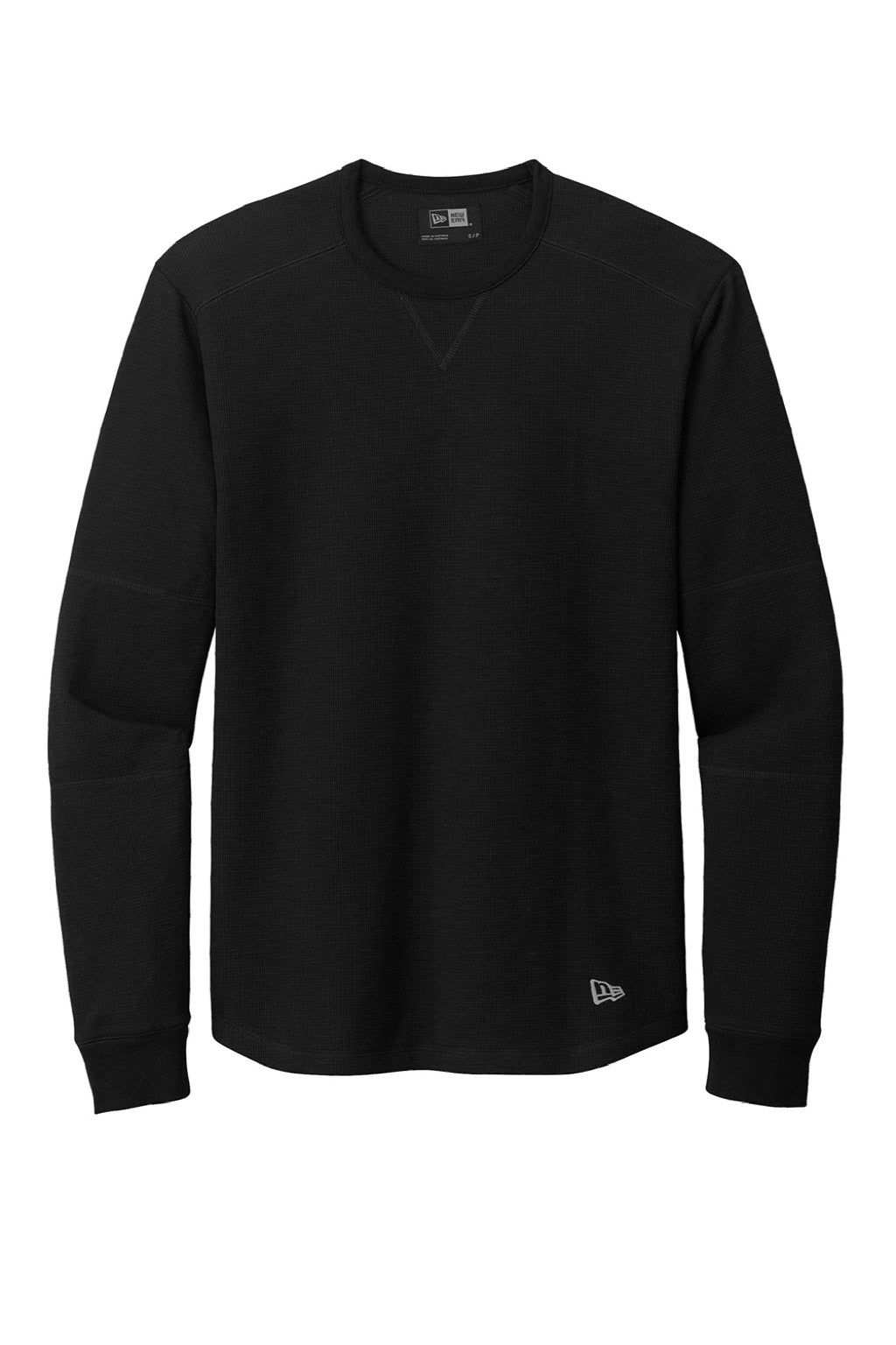 New Era NEA140 Mens Thermal Crewneck Sweatshirt Black Flat Front