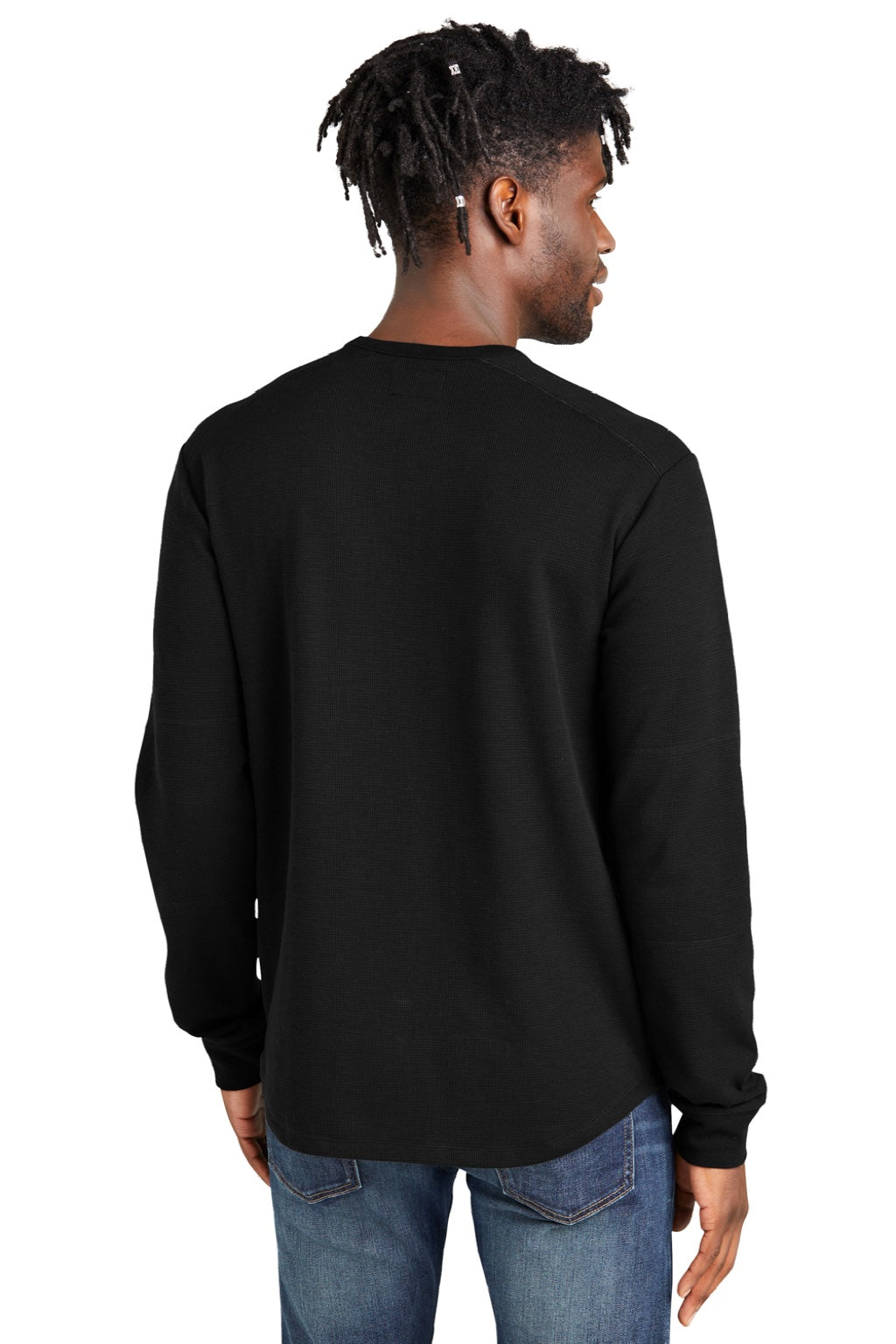 New Era NEA140 Mens Thermal Crewneck Sweatshirt Black Model Back