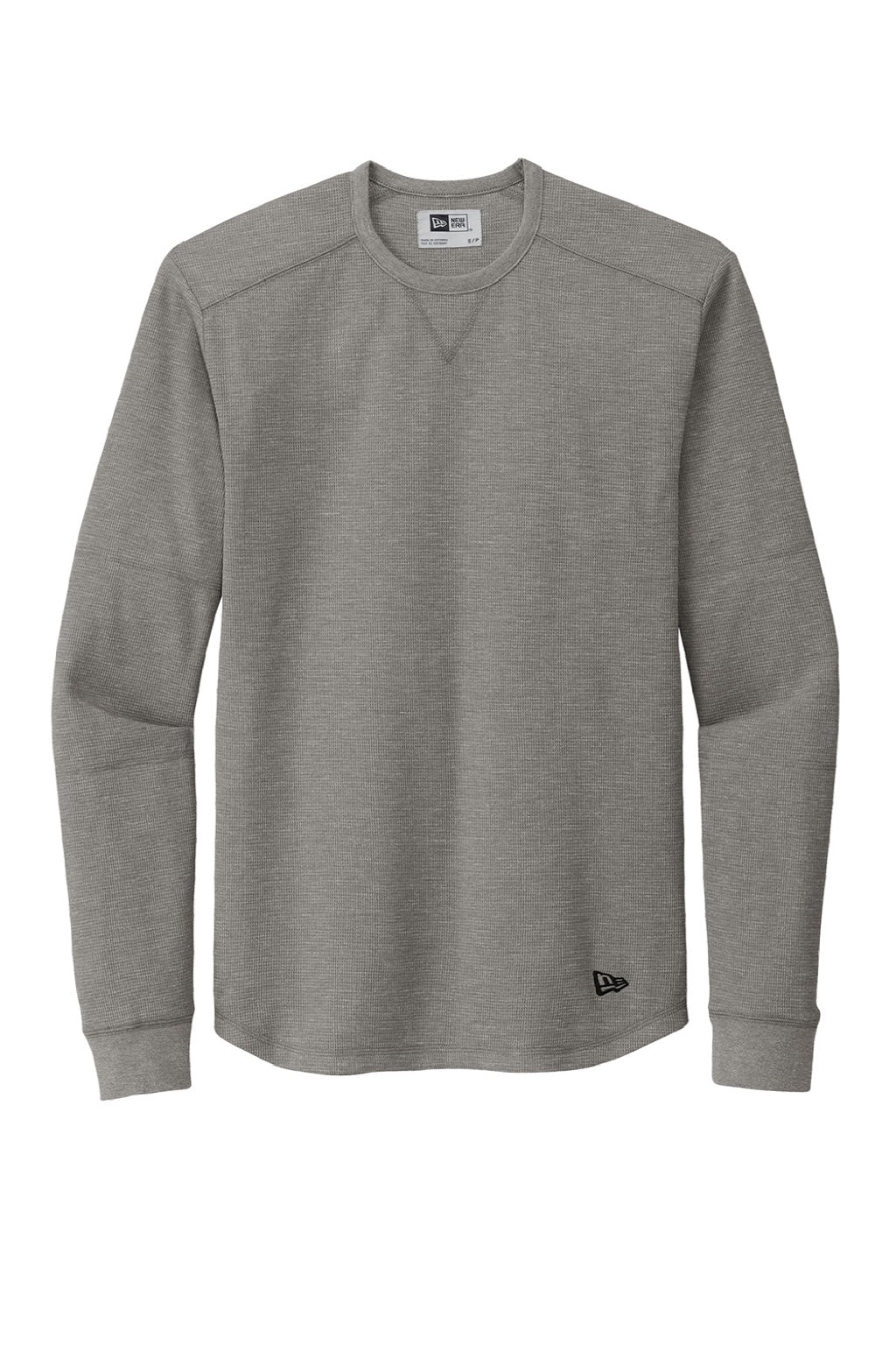 New Era NEA140 Mens Thermal Crewneck Sweatshirt Heather Shadow Grey Flat Front